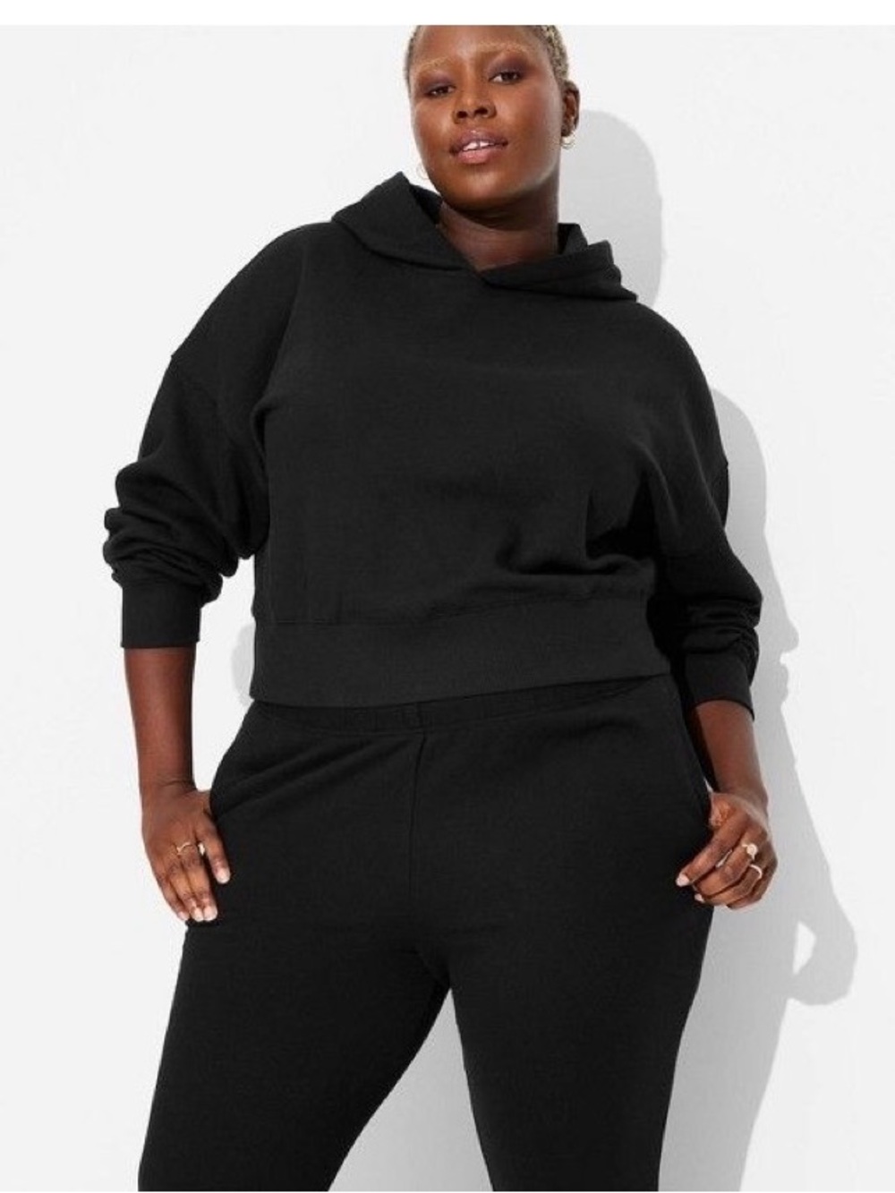 wild fable Black Hooded Crew Sweatshirt